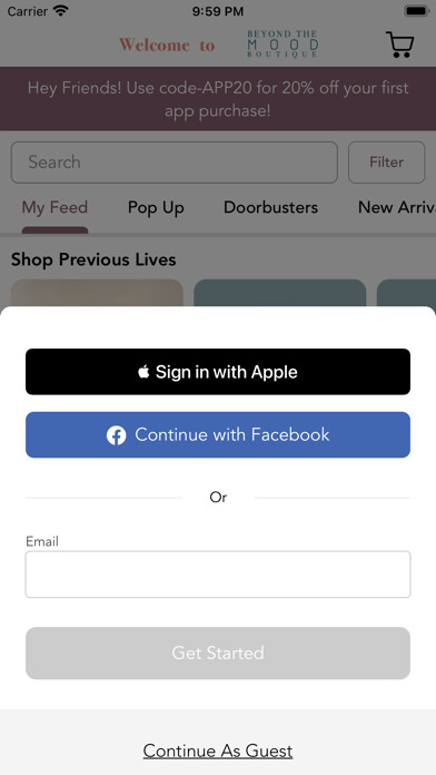 Emulate iPhone app Beyond the Mood Boutique using MyAndroid