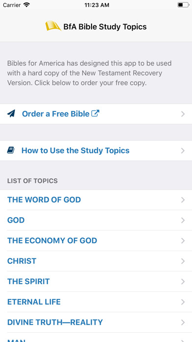 Emulate iPhone app BfA Bible Study Topics using MyAndroid Emulate iPhone app BfA Bible Study Topics using MyAndroid