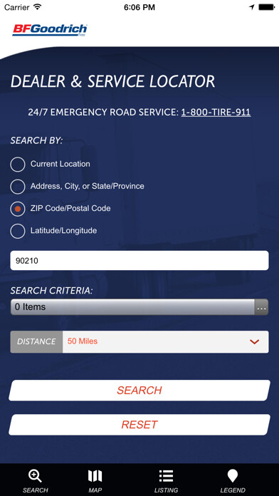 Emulate iPhone app BFGoodrich® Truck Tires Dealer Locator using MyAndroid Emulate iPhone app BFGoodrich® Truck Tires Dealer Locator using MyAndroid