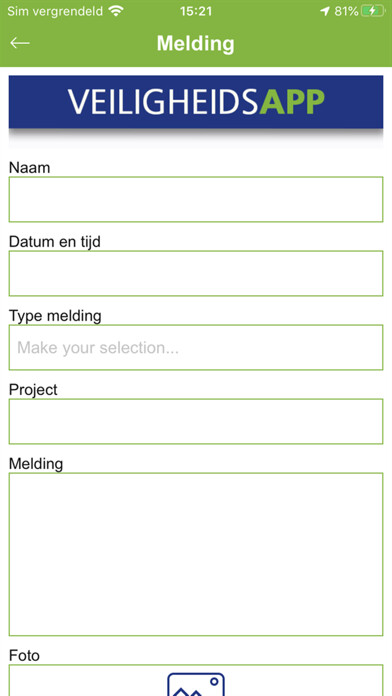 Emulate iPhone app BGM Infra Veiligheidsapp using MyAndroid