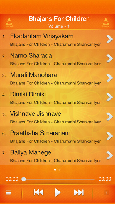 Emulate iPhone app Bhajans for Kids using MyAndroid