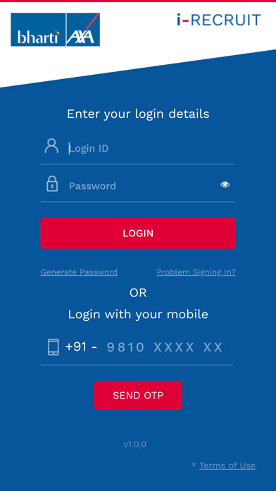 Emulate iPhone app Bharti AXA - iRecruit using MyAndroid