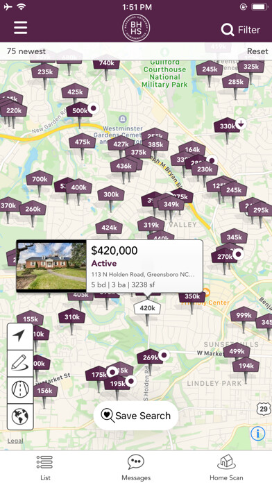 Emulate iPhone app BHHS Carolinas Companies using MyAndroid