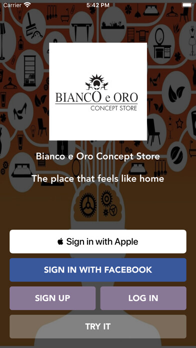 Emulate iPhone app Bianco e Oro Concept Store using MyAndroid