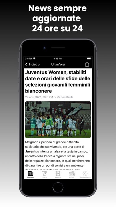 Emulate iPhone app Bianconera News using MyAndroid
