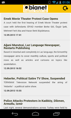 Emulate Android APK Bianet RSS English