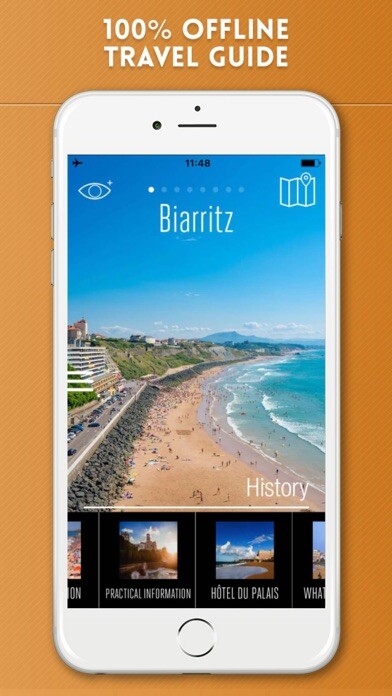 Emulate iPhone app Biarritz Travel Guide with Offline City Street Map using MyAndroid
