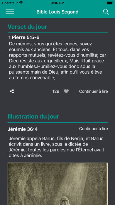 Emulate iPhone app Bible Louis Segond en Français using MyAndroid