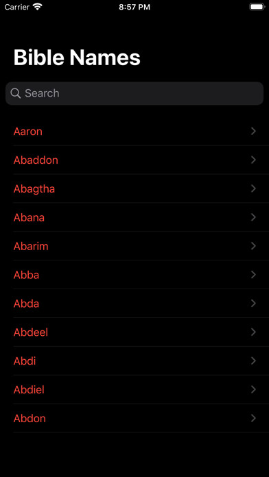 Emulate iPhone app Bible Names and Meaning using MyAndroid