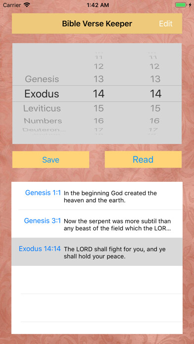 Emulate iPhone app Bible Verse Keeper using MyAndroid