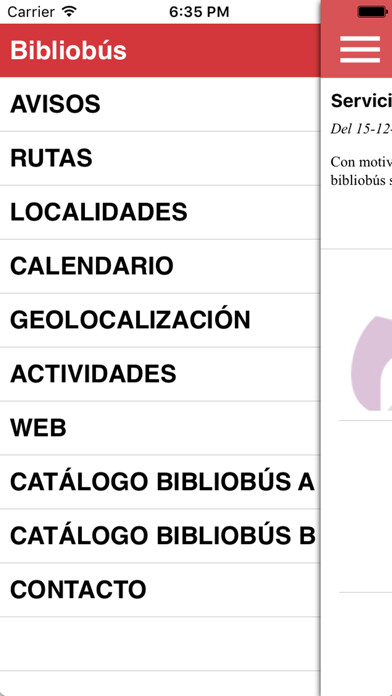 Emulate iPhone app Bibliobús Soria using MyAndroid