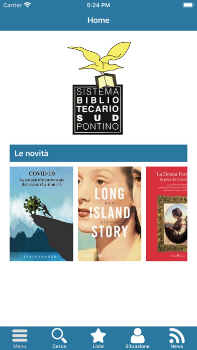Emulate iPhone app Biblio Sud Pontino using MyAndroid
