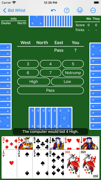 Emulate iPhone app Bid Whist - Expert AI using MyAndroid