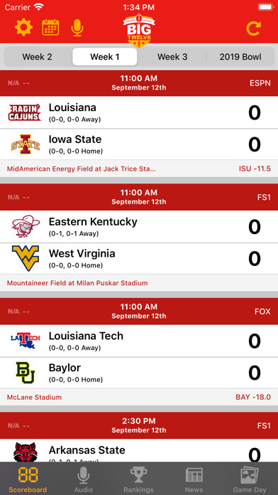 Emulate iPhone app Big 12 Football Scores using MyAndroid Emulate iPhone app Big 12 Football Scores using MyAndroid