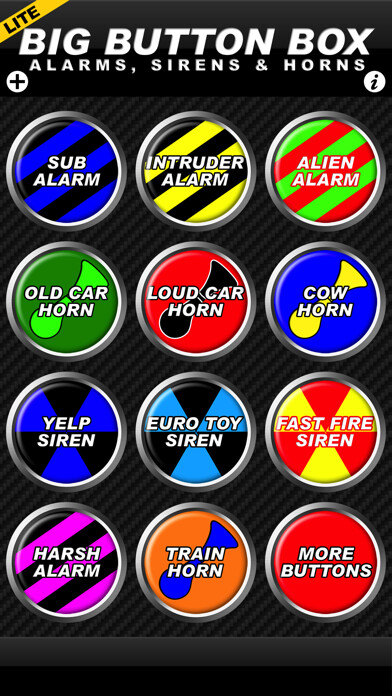 Emulate iPhone app Big Button Box: Alarms, Sirens & Horns Lite using MyAndroid Emulate iPhone app Big Button Box: Alarms, Sirens & Horns Lite using MyAndroid
