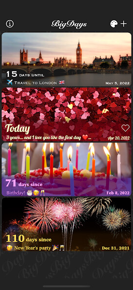 Emulate iPhone app Big Days - Events Countdown using MyAndroid Emulate iPhone app Big Days - Events Countdown using MyAndroid