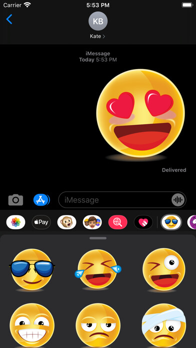 Emulate iPhone app Big Emojis - Stickers using MyAndroid
