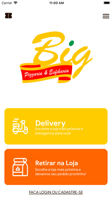 Emulate iPhone app Big Pizzaria e Esfiharia using MyAndroid