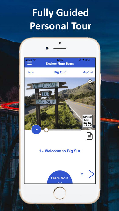 Emulate iPhone app Big Sur Highway 1 Tour Guide using MyAndroid