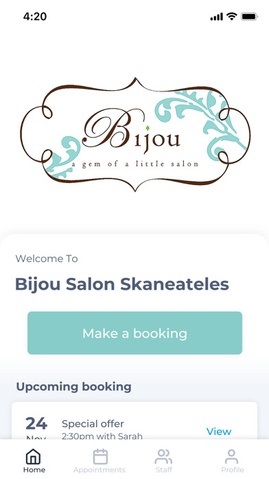 Emulate iPhone app Bijou Salon Skaneateles using MyAndroid Emulate iPhone app Bijou Salon Skaneateles using MyAndroid