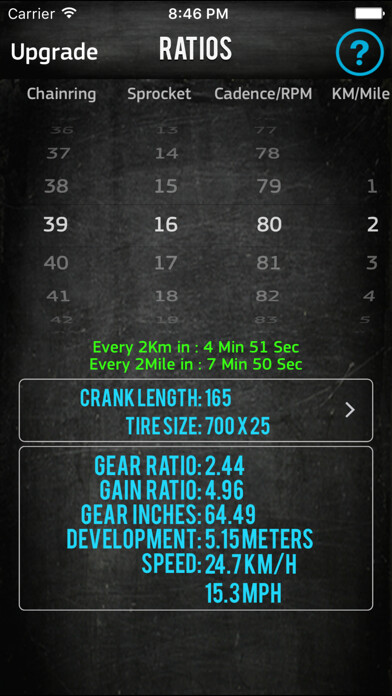 Emulate iPhone app Bike Gear Calculator GearRatio using MyAndroid Emulate iPhone app Bike Gear Calculator GearRatio using MyAndroid