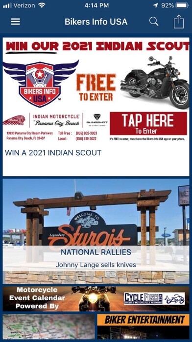 Emulate iPhone app Bikers Info USA using MyAndroid