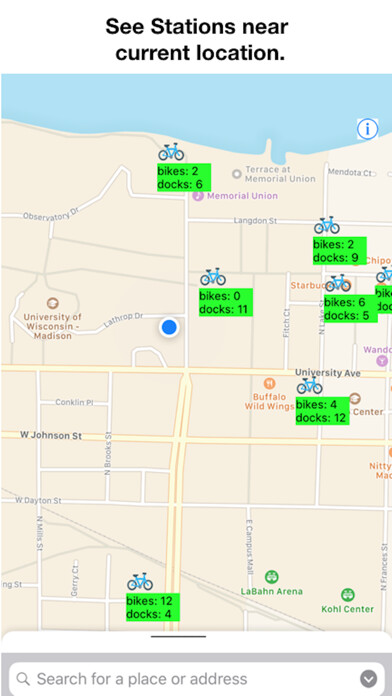 Emulate iPhone app Bike Stations Madison using MyAndroid