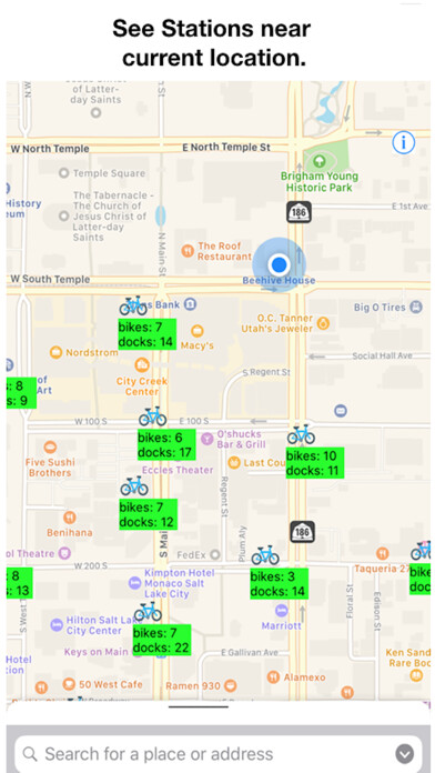 Emulate iPhone app Bike Stations Salt Lake City using MyAndroid