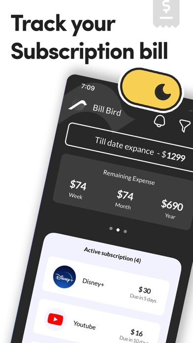 Emulate iPhone app Bilbird: Subscription manager using MyAndroid