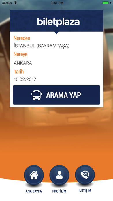 Emulate iPhone app Bilet Plaza - Otobus, Ucak Bileti using MyAndroid