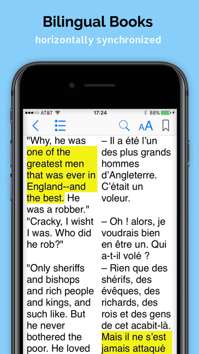 Emulate iPhone app Bilingual Book Reader using MyAndroid