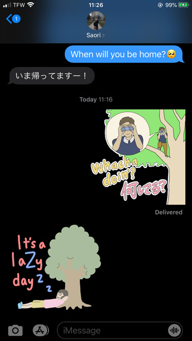 Emulate iPhone app Bilingual Japanese Stickers using MyAndroid