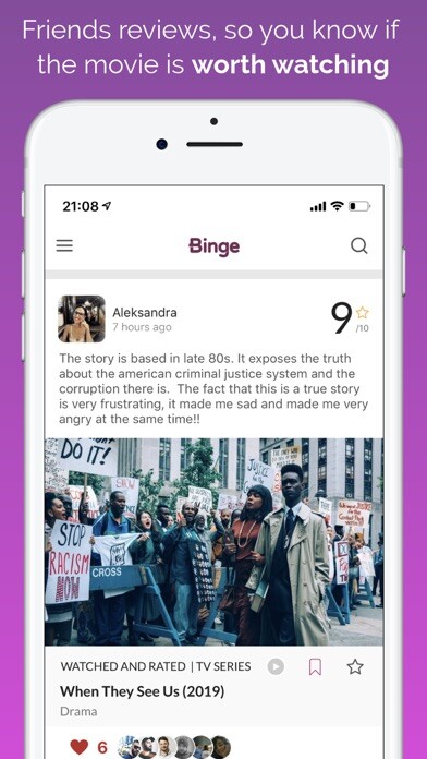 Emulate iPhone app Binge - social movie network using MyAndroid