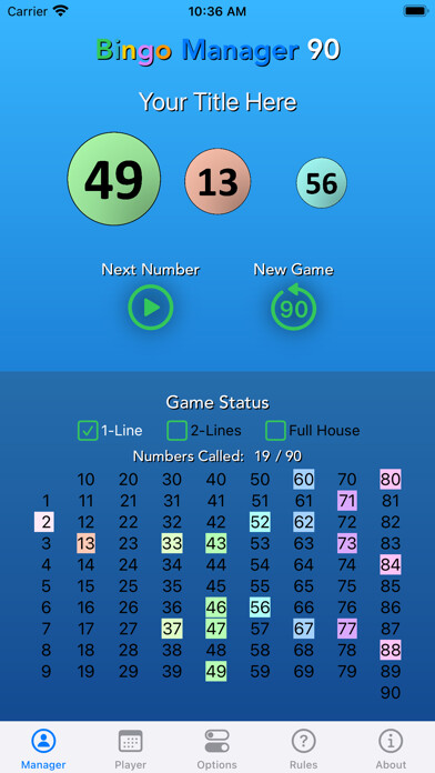 Emulate iPhone app Bingo Manager 90 using MyAndroid
