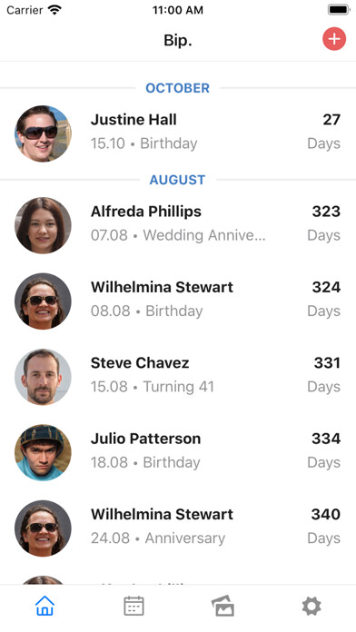 Emulate iPhone app Bip. Birthday Reminder using MyAndroid Emulate iPhone app Bip. Birthday Reminder using MyAndroid
