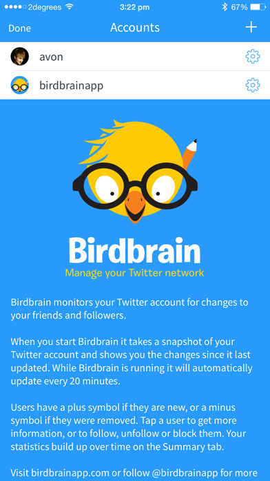 Emulate iPhone app Birdbrain ~ stats for Twitter using MyAndroid