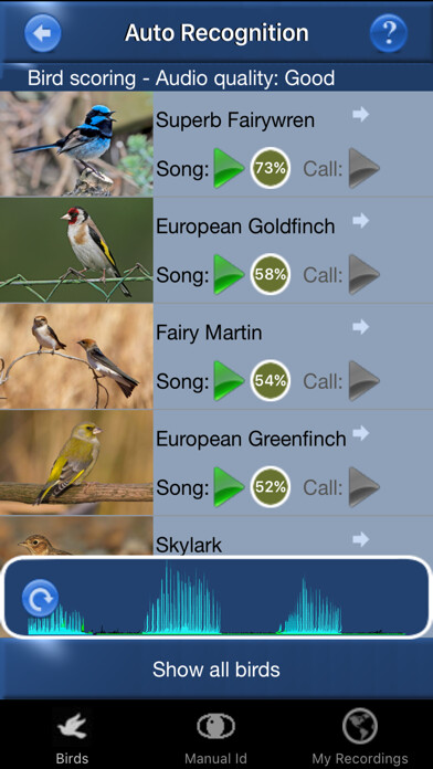 Emulate iPhone app Bird Song Id Australia - Automatic Recognition using MyAndroid Emulate iPhone app Bird Song Id Australia - Automatic Recognition using MyAndroid