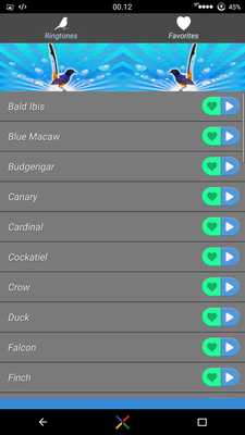 Emulate Android APK Bird Sounds Ringtone AZ