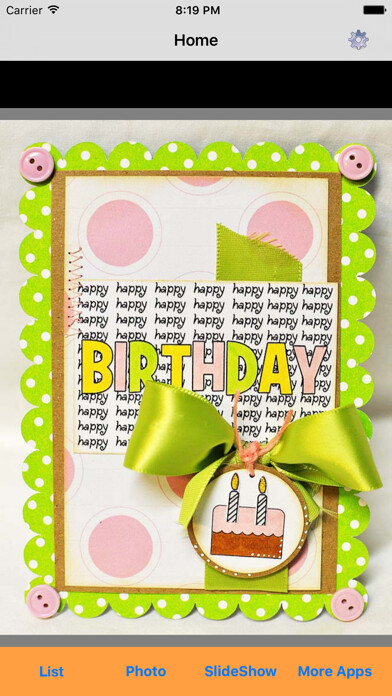 Emulate iPhone app Birthday Card Ideas using MyAndroid
