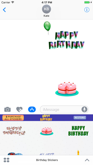 Emulate iPhone app Birthday Stickers - Messages using MyAndroid Emulate iPhone app Birthday Stickers - Messages using MyAndroid