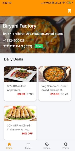 Run android online APK Biryani Factory from MyAndroid or emulate Biryani Factory using MyAndroid