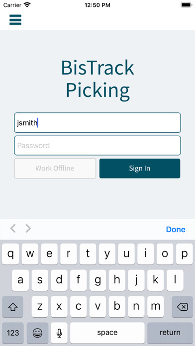 Emulate iPhone app BisTrack Picking using MyAndroid
