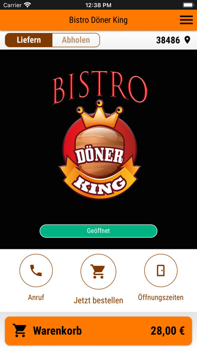Emulate iPhone app Bistro Döner King using MyAndroid