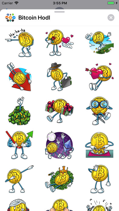 Emulate iPhone app Bitcoin Crypto HODL Stickers using MyAndroid
