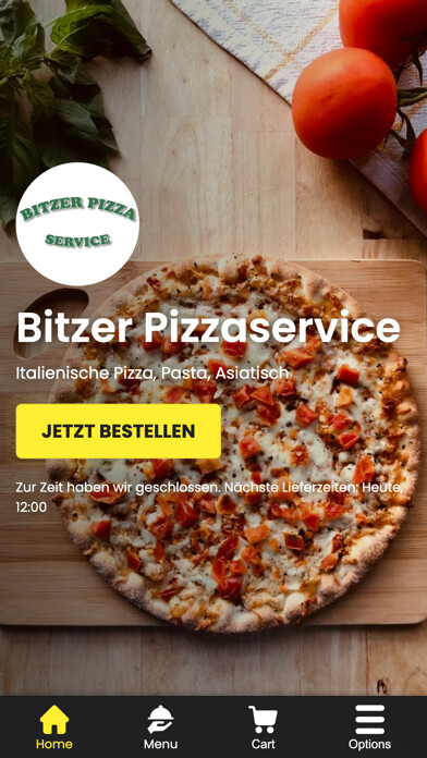 Emulate iPhone app Bitzer Pizzaservice using MyAndroid