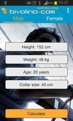 Emulate Android APK Bivolino - Biometric Sizing