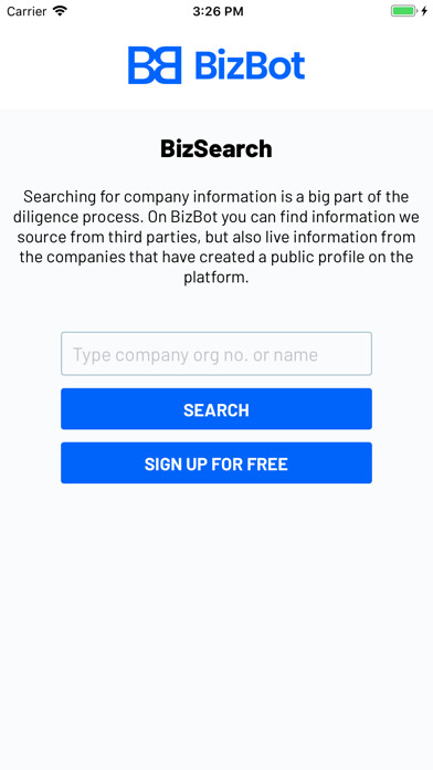 Emulate iPhone app BizBot Search using MyAndroid