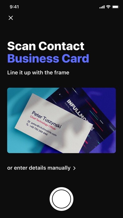 Emulate iPhone app BizDeck - OCR & card scanner using MyAndroid