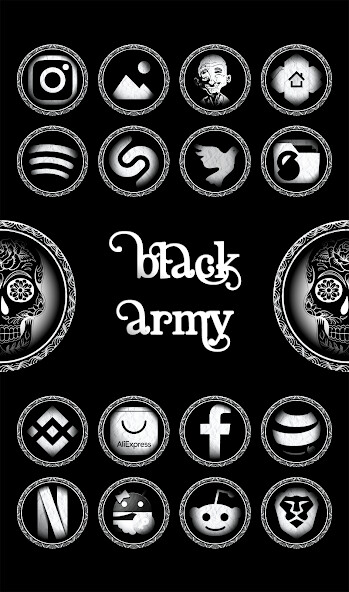 Run android online APK Black Army Diamond - Icon Pack from MyAndroid or emulate Black Army Diamond - Icon Pack using MyAndroid