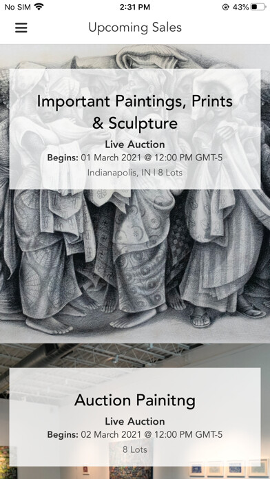 Emulate iPhone app Black Art Auction using MyAndroid